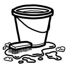 cleaning tools / cartoon vector and illustration, black and white, hand drawn, sketch style, isolated on white background.