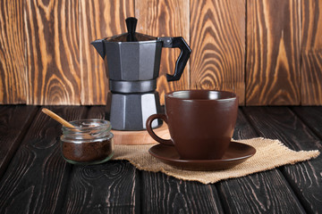 Coffee maker with brown cup