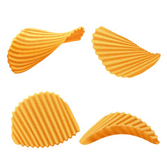 Set of vector potato rippled chips
