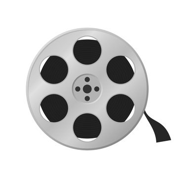 Film reel isolated on white background. Watch movie in the cinema vector illustration