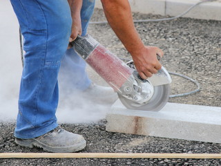 Cutting concrete block
