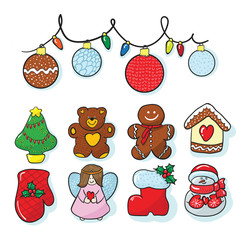 Set of christmas decoration hand draw