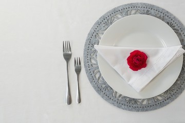 Overhead view of elegant table setting