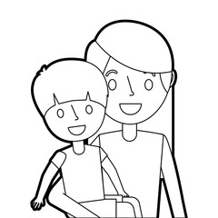 portrait mother carrying her little son vector illustration