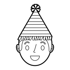 young face boy smiling with party hat vector illustration