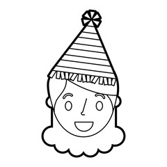 smiling little girl with party hat vector illustration