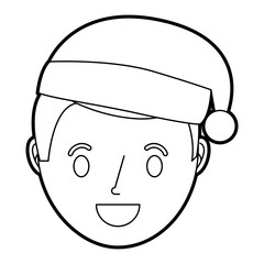 young boy smiling happy wearing christmas hat vector illustration