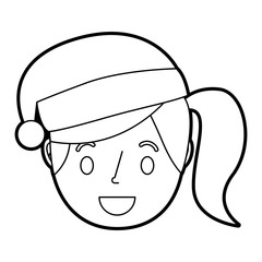 little girl smiling wearing christmas hat vector illustration