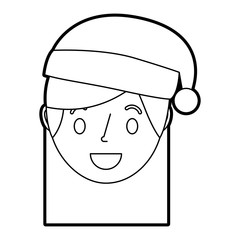 little girl smiling wearing christmas hat vector illustration