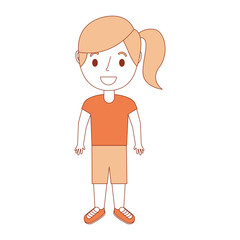young girl kid character standing cartoon vector illustration
