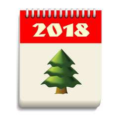Naklejka na ściany i meble Calendar page poster banner New year 2018 with the Christmas tree.