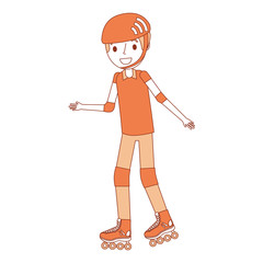 portrait young smiling boy with sport helmet vector illustration