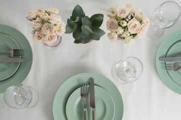 Plate and cutlery set elegantly on a table