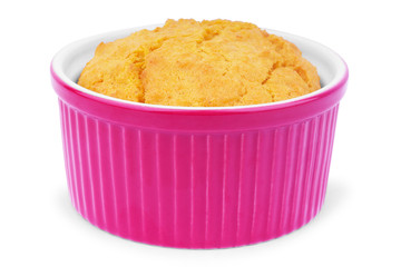 cupcake in a pink form on a white background