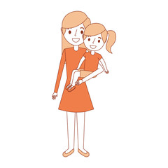 mom carrying her little daughter vector illustration