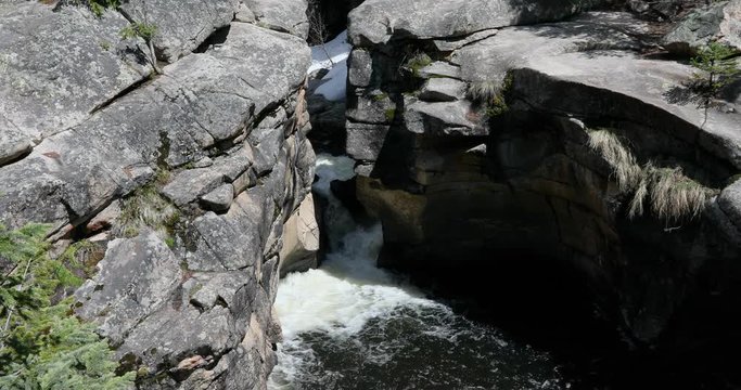 Roaring Fork River falls Colorado Rocky Mountain. Grottos climbing cliffs along Roaring Fork River near Independence Pass and Aspen Colorado. Swimming hole at Devil's Punchbowl.