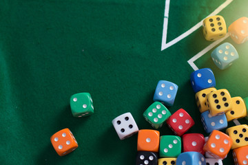 Casino equipment placed on the green floor for risky gambling for the people who want to get rich.