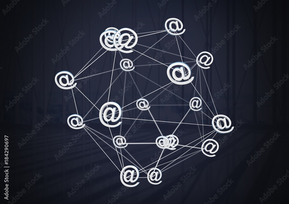 Poster @ various app icons connected and dark background