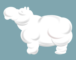 Silhouette of clouds in shape of friendly hippopotamus