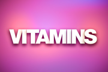 Vitamins Theme Word Art on Colorful Background