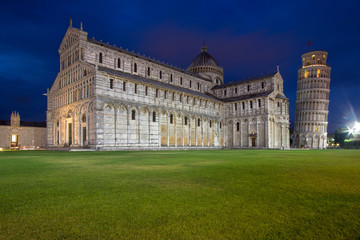 Fototapeta na wymiar Cathedral of Pisa and Leaning Tower in the Square of Miracles, Italy