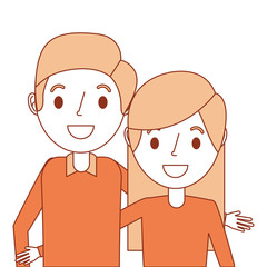 cute couple parents embracing portrait vector illustration
