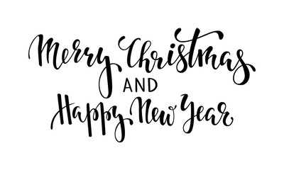 Happy holidays. Hand drawn creative calligraphy, brush pen lettering. design holiday greeting cards and invitations of Merry Christmas and Happy New Year, banner, poster, logo, seasonal holiday