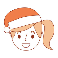 little girl smiling wearing christmas hat vector illustration