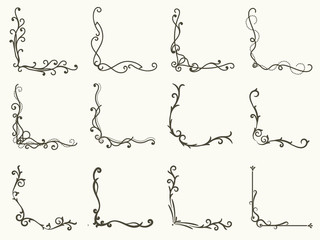 Vector illustration of decorative corner frame set