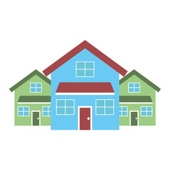 three modern houses residence two storey neighborhood vector illustration