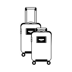 two suitcases luggage travel with handle and wheels vector illustration black imagen