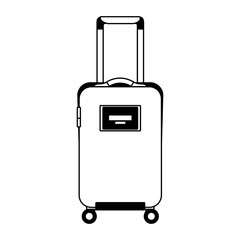 travel suitcase with retractable handle and wheels luggage vector illustration black imagen