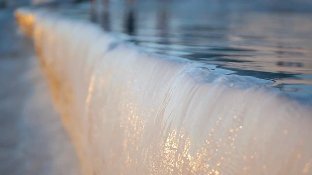 Water flows from terrace in Cotton Castle in Pamukkale Turkey