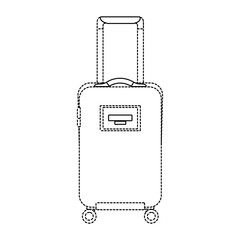 travel suitcase with retractable handle and wheels luggage vector illustration dotted line imagen