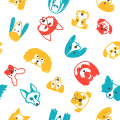Vector seamless pattern with dogs