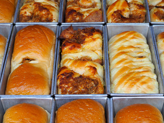 Many mixed sweet breads in Thailand.