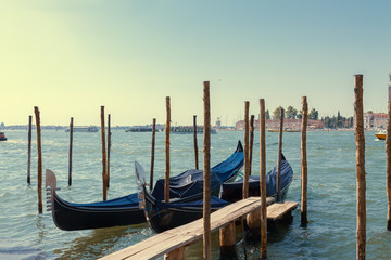 Fototapeta na wymiar Venice - Italy Gondola warm sunny day.