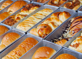 Many mixed sweet breads in Thailand.