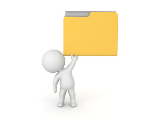 3D Character lifting up file folder