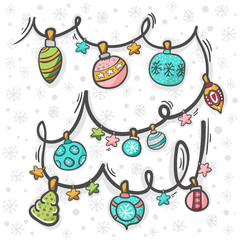 Christmas decoration hand draw with pattern