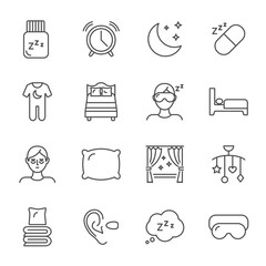 Sleep set of vector icons line style