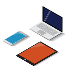 Isometric of Smart phone, tablet and notebook icon