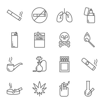 Smoking Set Of Vector Icons