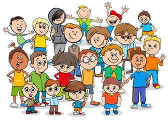 kid or teen cartoon boys characters group