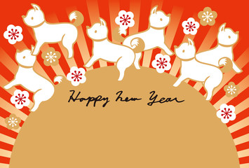 年賀 戌 2018 日の丸 金