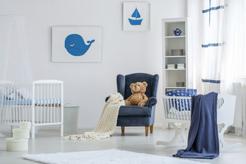 Marine posters in baby's bedroom