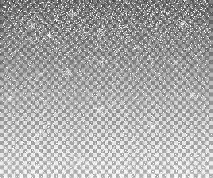 Snow flakes, snow background. Isolated on transparent background.