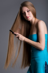 young woman with long beautiful hair
