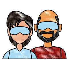 Winter couple avatar icon vector illustration graphic design
