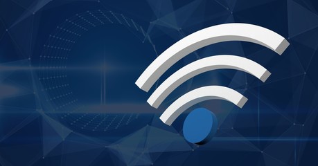 3D wi-fi icon with blue background